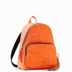Desigual Orange Floral Backpack